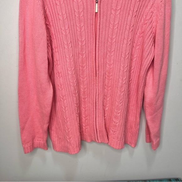 Vintage Tradition Country Collection Pink Cable Knit Full Zip Sweater Size XL - Picture 3 of 11